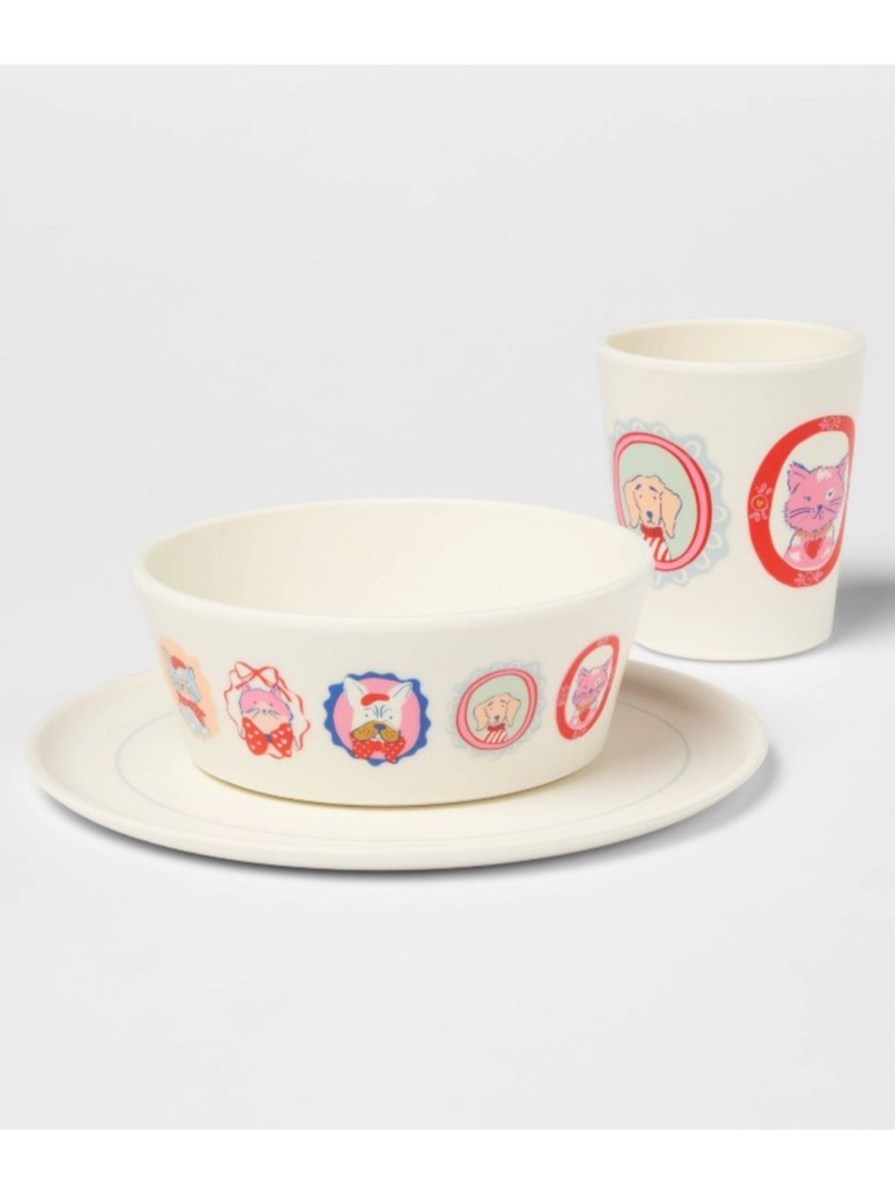 Target Pillowfort 3 Piece Dinnerware Set Valentines Day 2026 Cat Dog Cafe NWT